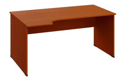 ERL 18 - 164 stůl kancelářský, rohový, levý, dřevěná podnož, deska 18 mm, široký 1600 mm, třešeň šumavská